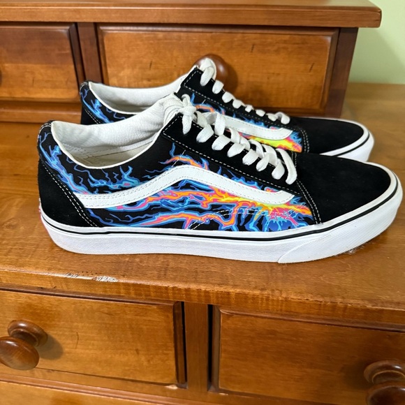 Vans Men's Old Skool Electric Flame Black/White-Awesome Glow in the dark shoes - Picture 3 of 10